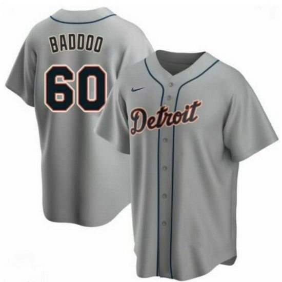 Men Detroit Tigers 60 Akil Baddoo Grey Cool Base Stitched jersey Men Detroit Tigers 60 Akil Baddoo Grey Cool Base Stitched jersey