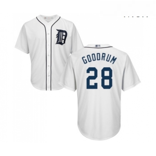Mens Detroit Tigers 28 Niko Goodrum Replica White Home Cool Base Baseball Jersey Mens Detroit Tigers 28 Niko Goodrum Replica White Home Cool Base Baseball Jersey