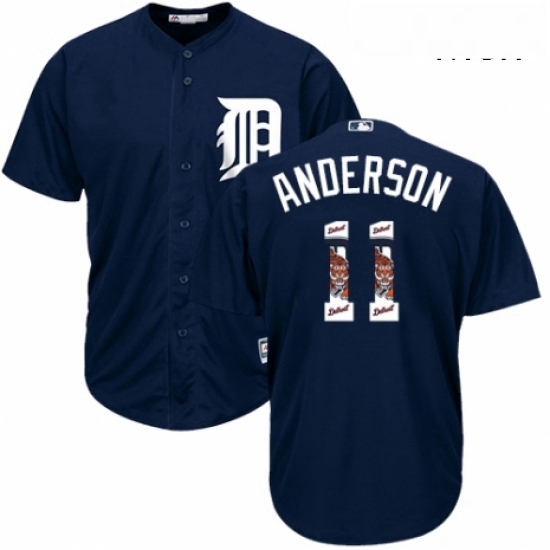 Mens Majestic Detroit Tigers 11 Sparky Anderson Authentic Navy Blue Team Logo Fashion Cool Base MLB Jersey Mens Majestic Detroit Tigers 11 Sparky Anderson Authentic Navy Blue Team Logo Fashion Cool Base MLB Jersey