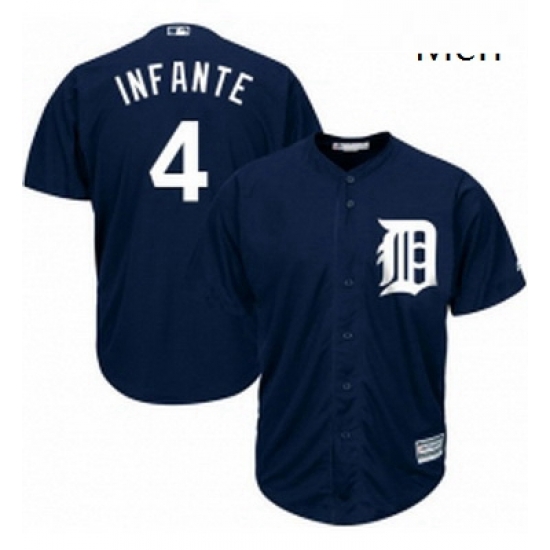 Mens Majestic Detroit Tigers 4 Omar Infante Replica Navy Blue Alternate Cool Base MLB Jersey Mens Majestic Detroit Tigers 4 Omar Infante Replica Navy Blue Alternate Cool Base MLB Jersey
