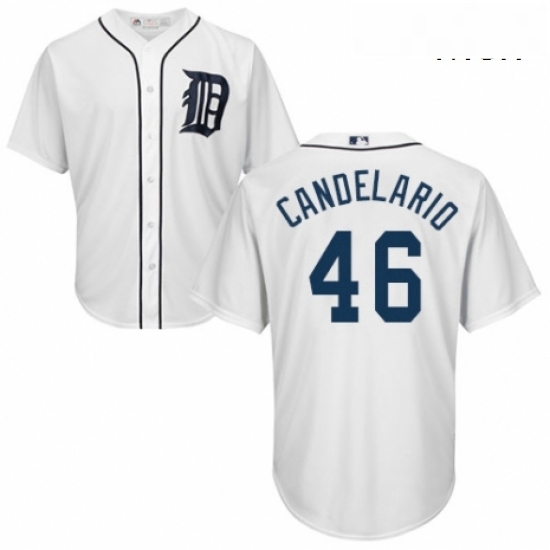 Mens Majestic Detroit Tigers 46 Jeimer Candelario Replica White Home Cool Base MLB Jersey Mens Majestic Detroit Tigers 46 Jeimer Candelario Replica White Home Cool Base MLB Jersey