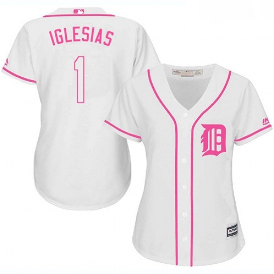 Womens Majestic Detroit Tigers 1 Jose Iglesias Replica White Fashion Cool Base MLB Jersey Womens Majestic Detroit Tigers 1 Jose Iglesias Replica White Fashion Cool Base MLB Jersey
