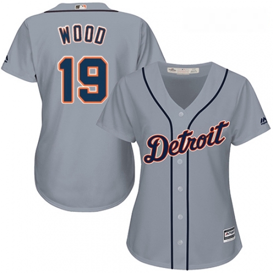 Womens Majestic Detroit Tigers 19 Travis Wood Replica Grey Road Cool Base MLB Jersey Womens Majestic Detroit Tigers 19 Travis Wood Replica Grey Road Cool Base MLB Jersey