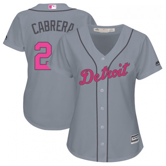 Womens Majestic Detroit Tigers 24 Miguel Cabrera Replica Grey Mothers Day Cool Base MLB Jersey Womens Majestic Detroit Tigers 24 Miguel Cabrera Replica Grey Mothers Day Cool Base MLB Jersey