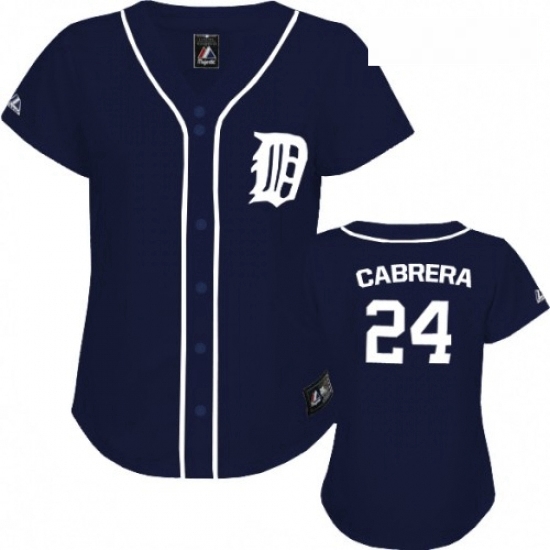 Womens Majestic Detroit Tigers 24 Miguel Cabrera Replica Navy Blue MLB Jersey Womens Majestic Detroit Tigers 24 Miguel Cabrera Replica Navy Blue MLB Jersey