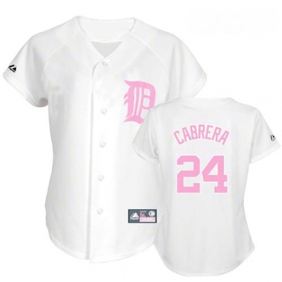 Womens Majestic Detroit Tigers 24 Miguel Cabrera Replica WhitePink No Fashion MLB Jersey Womens Majestic Detroit Tigers 24 Miguel Cabrera Replica WhitePink No Fashion MLB Jersey
