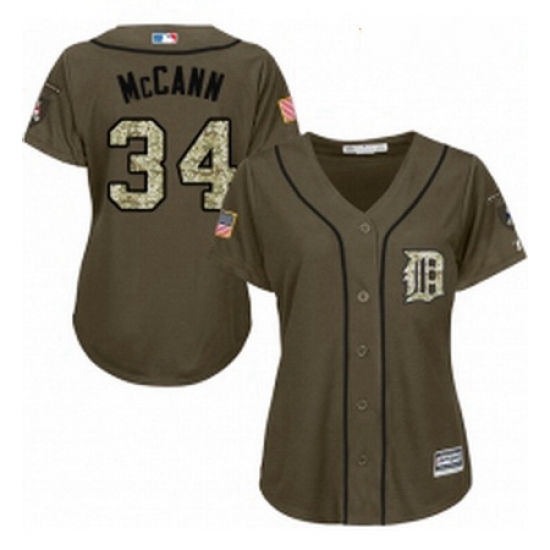 Womens Majestic Detroit Tigers 34 James McCann Replica Green Salute to Service MLB Jersey Womens Majestic Detroit Tigers 34 James McCann Replica Green Salute to Service MLB Jersey