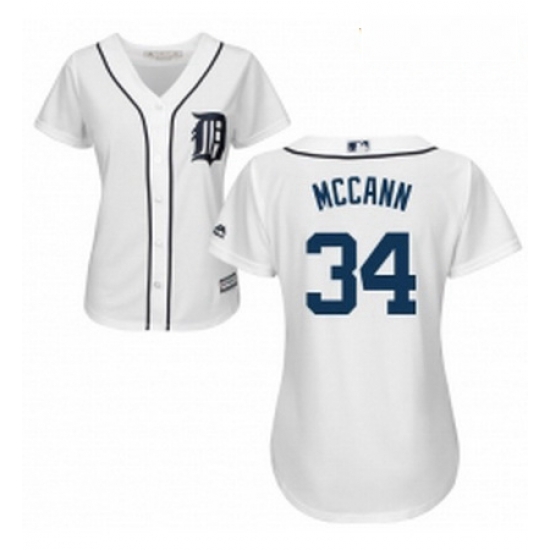 Womens Majestic Detroit Tigers 34 James McCann Replica White Home Cool Base MLB Jersey Womens Majestic Detroit Tigers 34 James McCann Replica White Home Cool Base MLB Jersey