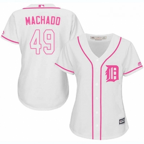 Womens Majestic Detroit Tigers 49 Dixon Machado Authentic White Fashion Cool Base MLB Jersey Womens Majestic Detroit Tigers 49 Dixon Machado Authentic White Fashion Cool Base MLB Jersey