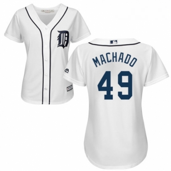 Womens Majestic Detroit Tigers 49 Dixon Machado Replica White Home Cool Base MLB Jersey Womens Majestic Detroit Tigers 49 Dixon Machado Replica White Home Cool Base MLB Jersey