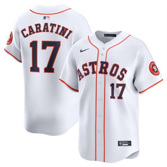 Men Houston Astros 17 Victor Caratini White 2024 Home Limited Stitched Baseball Jersey Men Houston Astros 17 Victor Caratini White 2024 Home Limited Stitched Baseball Jersey