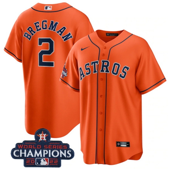 Men Houston Astros 2 Alex Bregman Orange 2022 World Series Champions Stitched Baseball Jersey Men Houston Astros 2 Alex Bregman Orange 2022 World Series Champions Stitched Baseball Jersey