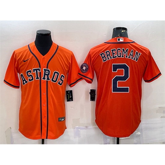 Men Houston Astros 2 Alex Bregman Orange With Patch Cool Base Stitched Jersey Men Houston Astros 2 Alex Bregman Orange With Patch Cool Base Stitched Jersey