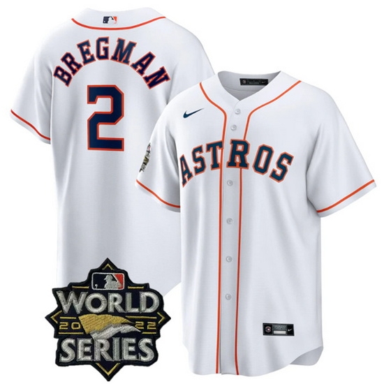 Men Houston Astros 2 Alex Bregman White 2022 World Series Stitched Baseball Jersey Men Houston Astros 2 Alex Bregman White 2022 World Series Stitched Baseball Jersey