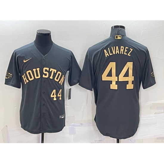 Men Houston Astros 44 Yordan Alvarez 2022 All Star Charcoal Cool Base Stitched Baseball Jersey Men Houston Astros 44 Yordan Alvarez 2022 All Star Charcoal Cool Base Stitched Baseball Jersey