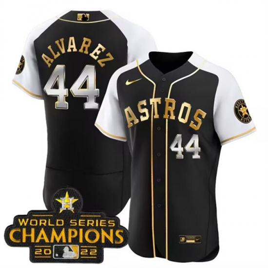 Men Houston Astros 44 Yordan Alvarez 2023 Black Gold Alternate Flex Base Stitched Baseball Jersey Men Houston Astros 44 Yordan Alvarez 2023 Black Gold Alternate Flex Base Stitched Baseball Jersey
