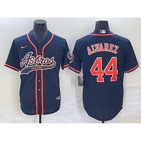 Men Houston Astros 44 Yordan Alvarez Navy Cool Base Stitched Baseball Jersey Men Houston Astros 44 Yordan Alvarez Navy Cool Base Stitched Baseball Jersey