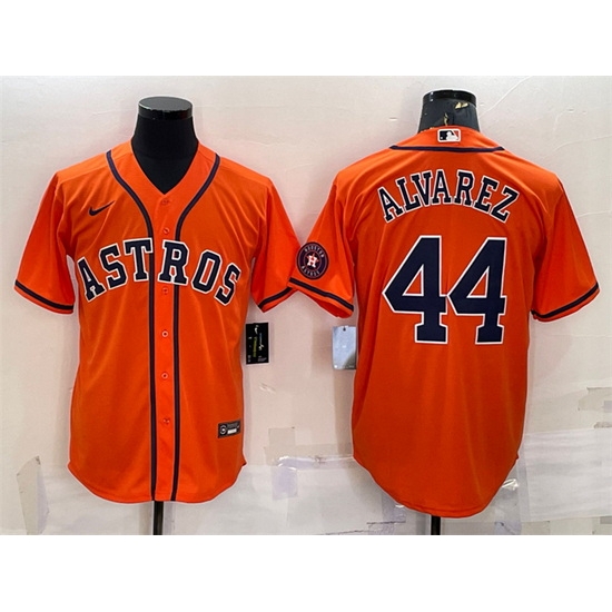 Men Houston Astros 44 Yordan Alvarez Orange With Patch Cool Base Stitched Jersey Men Houston Astros 44 Yordan Alvarez Orange With Patch Cool Base Stitched Jersey