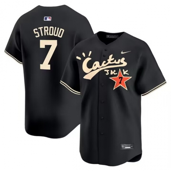 Men Houston Astros 7 C J Stroud Black Cactus Jack Vapor Premier Limited Stitched Baseball Jersey Men Houston Astros 7 C J Stroud Black Cactus Jack Vapor Premier Limited Stitched Baseball Jersey