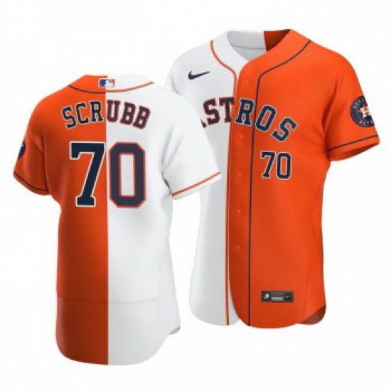 Men Houston Astros 70 Andre Scrubb Split White Orange Two Tone Jersey Men Houston Astros 70 Andre Scrubb Split White Orange Two Tone Jersey