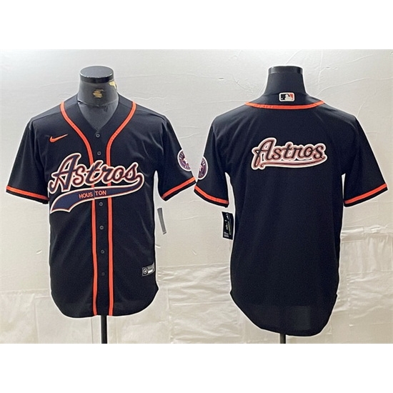 Men Houston Astros Black Team Big Logo With Patch Cool Base Stitched Baseball Jersey 1 Men Houston Astros Black Team Big Logo With Patch Cool Base Stitched Baseball Jersey 1