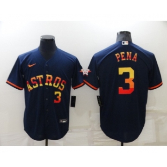 Men's Houston Astros #3 Jeremy Pena Number Navy Blue Rainbow Stitched MLB Cool Base Nike Jersey Men's Houston Astros #3 Jeremy Pena Number Navy Blue Rainbow Stitched MLB Cool Base Nike Jersey