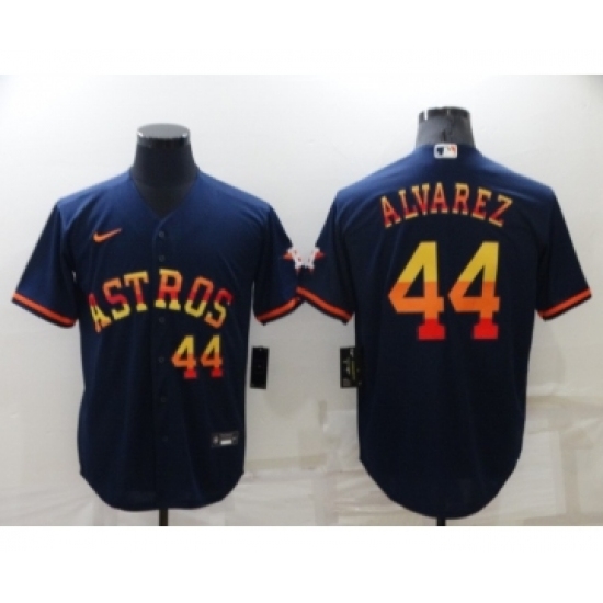 Men's Houston Astros #44 Yordan Alvarez Number Navy Blue Rainbow Stitched MLB Cool Base Nike Jersey Men's Houston Astros #44 Yordan Alvarez Number Navy Blue Rainbow Stitched MLB Cool Base Nike Jersey