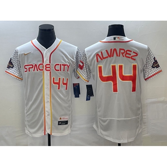 Men's Houston Astros #44 Yordan Alvarez Number White 2023 City Connect Flex Base Stitched Jersey1 Men's Houston Astros #44 Yordan Alvarez Number White 2023 City Connect Flex Base Stitched Jersey1
