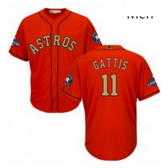 Mens Majestic Houston Astros 11 Evan Gattis Replica Orange Alternate 2018 Gold Program Cool Base MLB Jersey Mens Majestic Houston Astros 11 Evan Gattis Replica Orange Alternate 2018 Gold Program Cool Base MLB Jersey
