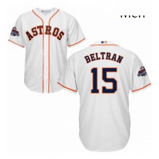 Mens Majestic Houston Astros 15 Carlos Beltran Replica White Home 2017 World Series Champions Cool Base MLB Jersey Mens Majestic Houston Astros 15 Carlos Beltran Replica White Home 2017 World Series Champions Cool Base MLB Jersey