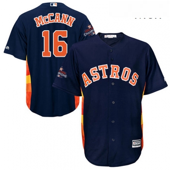 Mens Majestic Houston Astros 16 Brian McCann Replica Navy Blue Alternate 2017 World Series Champions Cool Base MLB Jersey Mens Majestic Houston Astros 16 Brian McCann Replica Navy Blue Alternate 2017 World Series Champions Cool Base MLB Jersey