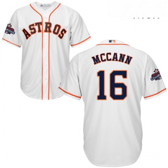 Mens Majestic Houston Astros 16 Brian McCann Replica White Home 2017 World Series Champions Cool Base MLB Jersey Mens Majestic Houston Astros 16 Brian McCann Replica White Home 2017 World Series Champions Cool Base MLB Jersey