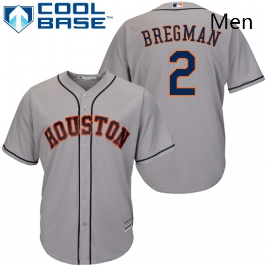 Mens Majestic Houston Astros 2 Alex Bregman Replica Grey Road Cool Base MLB Jersey Mens Majestic Houston Astros 2 Alex Bregman Replica Grey Road Cool Base MLB Jersey
