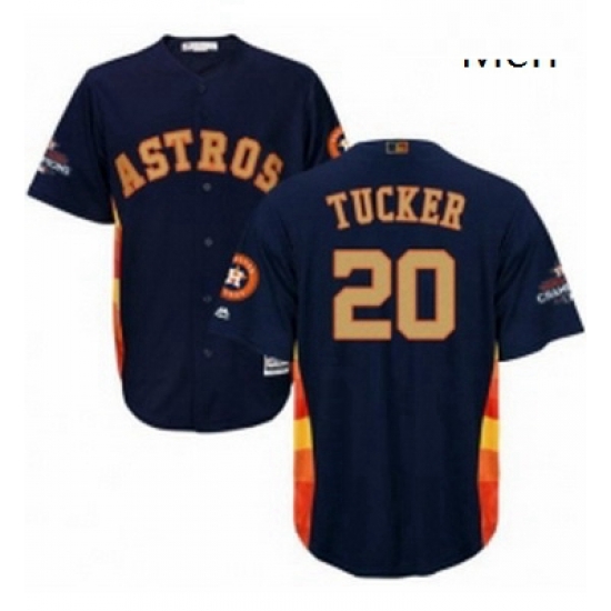 Mens Majestic Houston Astros 20 Preston Tucker Replica Navy Blue Alternate 2018 Gold Program Cool Base MLB Jersey Mens Majestic Houston Astros 20 Preston Tucker Replica Navy Blue Alternate 2018 Gold Program Cool Base MLB Jersey