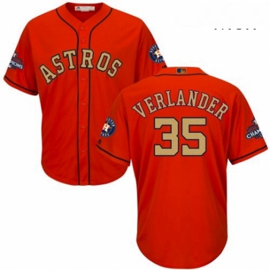 Mens Majestic Houston Astros 35 Justin Verlander Replica Orange Alternate 2018 Gold Program Cool Base MLB Jersey Mens Majestic Houston Astros 35 Justin Verlander Replica Orange Alternate 2018 Gold Program Cool Base MLB Jersey