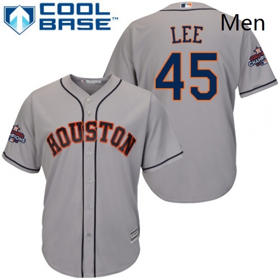 Mens Majestic Houston Astros 45 Carlos Lee Replica Grey Road 2017 World Series Champions Cool Base MLB Jersey Mens Majestic Houston Astros 45 Carlos Lee Replica Grey Road 2017 World Series Champions Cool Base MLB Jersey