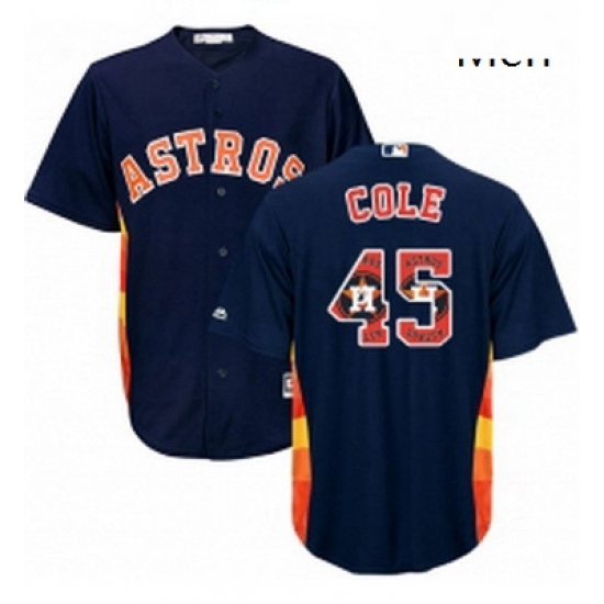 Mens Majestic Houston Astros 45 Gerrit Cole Authentic Navy Blue Team Logo Fashion Cool Base MLB Jersey Mens Majestic Houston Astros 45 Gerrit Cole Authentic Navy Blue Team Logo Fashion Cool Base MLB Jersey