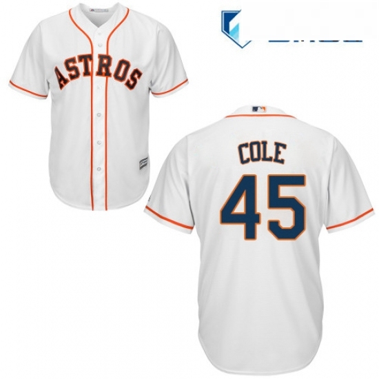Mens Majestic Houston Astros 45 Gerrit Cole Replica White Home Cool Base MLB Jersey Mens Majestic Houston Astros 45 Gerrit Cole Replica White Home Cool Base MLB Jersey