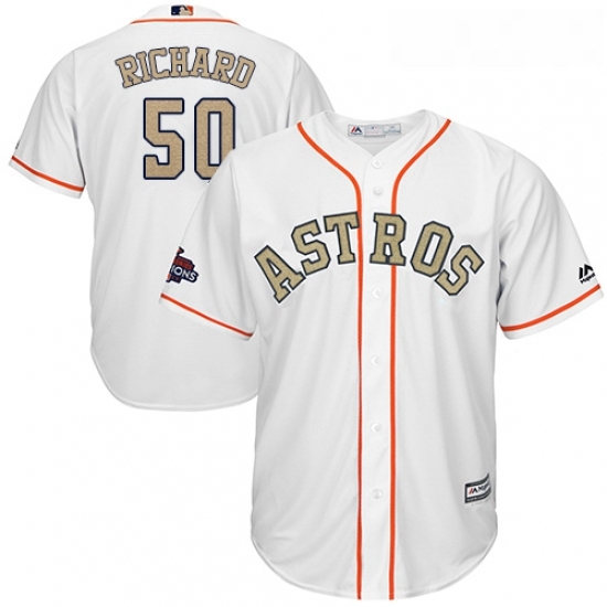 Mens Majestic Houston Astros 50 JR Richard Replica White 2018 Gold Program Cool Base MLB Jersey Mens Majestic Houston Astros 50 JR Richard Replica White 2018 Gold Program Cool Base MLB Jersey
