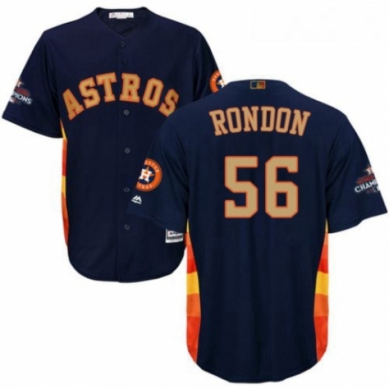 Mens Majestic Houston Astros 56 Hector Rondon Replica Navy Blue Alternate 2018 Gold Program Cool Base MLB Jersey Mens Majestic Houston Astros 56 Hector Rondon Replica Navy Blue Alternate 2018 Gold Program Cool Base MLB Jersey