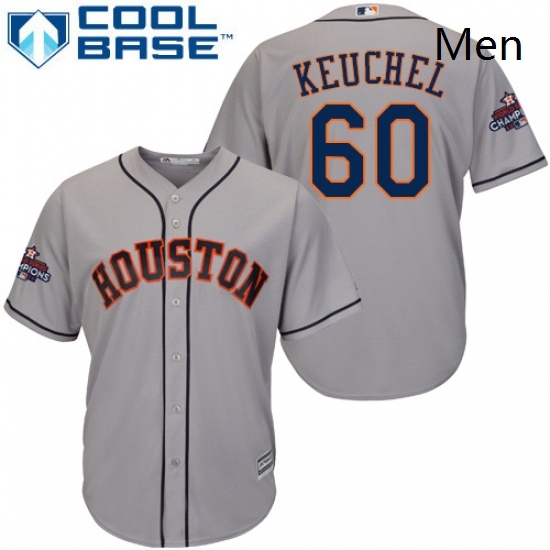 Mens Majestic Houston Astros 60 Dallas Keuchel Replica Grey Road 2017 World Series Champions Cool Base MLB Jersey Mens Majestic Houston Astros 60 Dallas Keuchel Replica Grey Road 2017 World Series Champions Cool Base MLB Jersey
