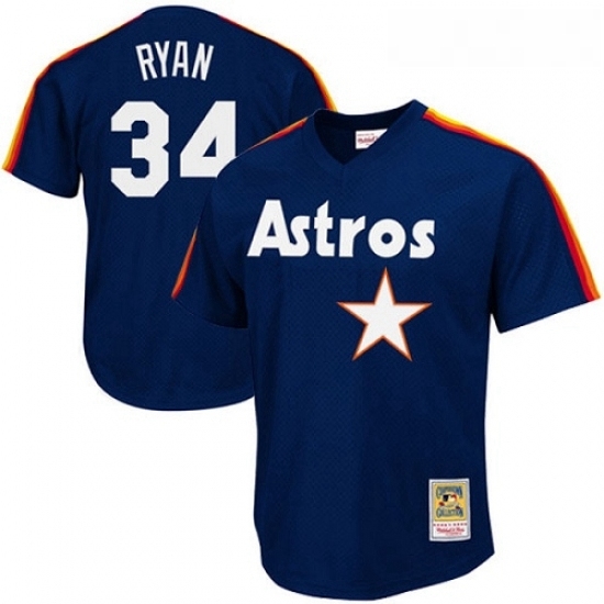 Mens Mitchell and Ness 1988 Houston Astros 34 Nolan Ryan Authentic Navy Blue Throwback MLB Jersey Mens Mitchell and Ness 1988 Houston Astros 34 Nolan Ryan Authentic Navy Blue Throwback MLB Jersey