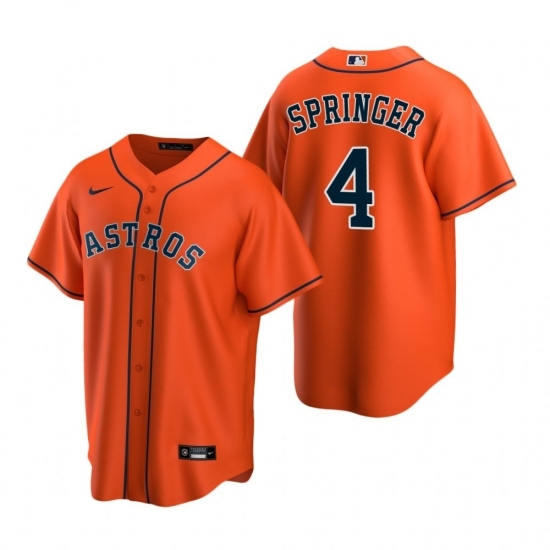 Mens Nike Houston Astros 4 George Springer Orange Alternate Stitched Baseball Jerse Mens Nike Houston Astros 4 George Springer Orange Alternate Stitched Baseball Jerse