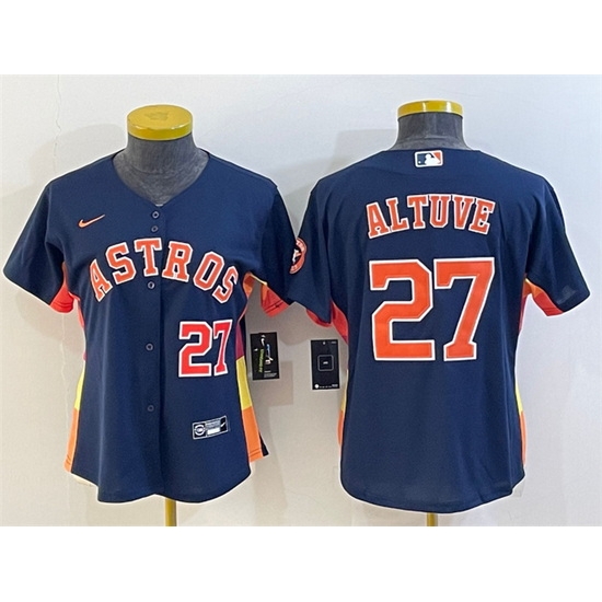 Women Houston Astros 27 Jose Altuve Navy With Patch Cool Base Stitched Baseball Jersey 1 Women Houston Astros 27 Jose Altuve Navy With Patch Cool Base Stitched Baseball Jersey 1
