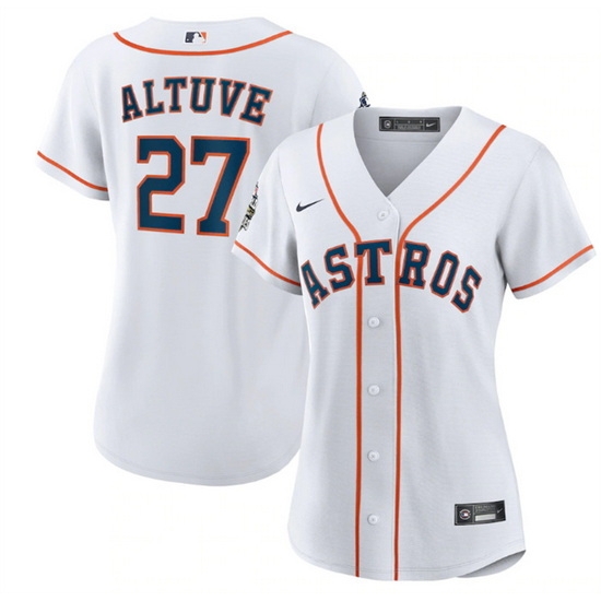 Women Houston Astros 27 Jose Altuve White 2022 World Series Cool Base Stitched Baseball Jersey Women Houston Astros 27 Jose Altuve White 2022 World Series Cool Base Stitched Baseball Jersey