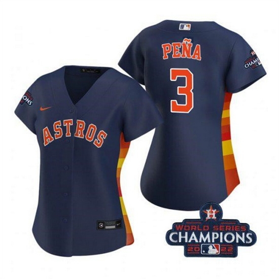 Women Houston Astros 3 Jeremy Pena Navy 2022 World Series Champions Stitched Baseball Jersey Women Houston Astros 3 Jeremy Pena Navy 2022 World Series Champions Stitched Baseball Jersey