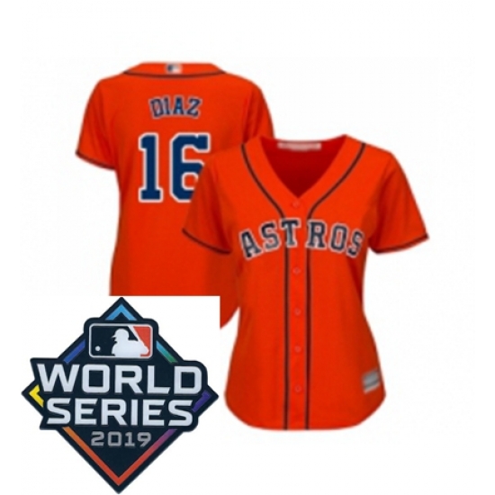 Womens Houston Astros 16 Aledmys Diaz Orange Alternate Cool Base Baseball jersey Womens Houston Astros 16 Aledmys Diaz Orange Alternate Cool Base Baseball jersey