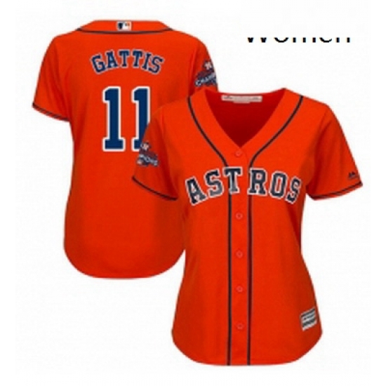 Womens Majestic Houston Astros 11 Evan Gattis Authentic Orange Alternate 2017 World Series Champions Cool Base MLB Jersey Womens Majestic Houston Astros 11 Evan Gattis Authentic Orange Alternate 2017 World Series Champions Cool Base MLB Jersey