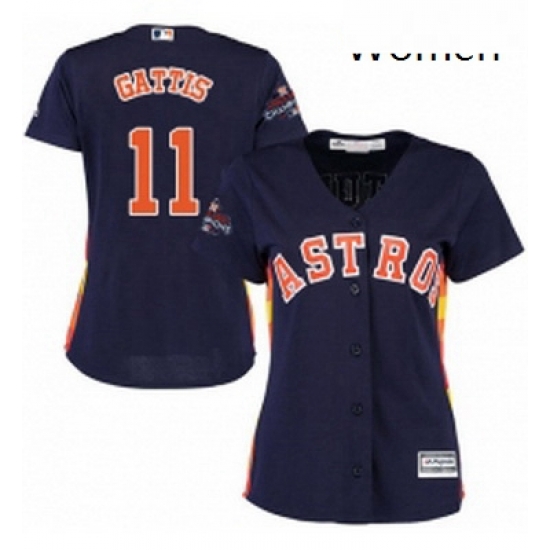 Womens Majestic Houston Astros 11 Evan Gattis Replica Navy Blue Alternate 2017 World Series Champions Cool Base MLB Jersey Womens Majestic Houston Astros 11 Evan Gattis Replica Navy Blue Alternate 2017 World Series Champions Cool Base MLB Jersey