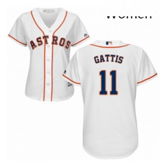 Womens Majestic Houston Astros 11 Evan Gattis Replica White Home Cool Base MLB Jersey Womens Majestic Houston Astros 11 Evan Gattis Replica White Home Cool Base MLB Jersey